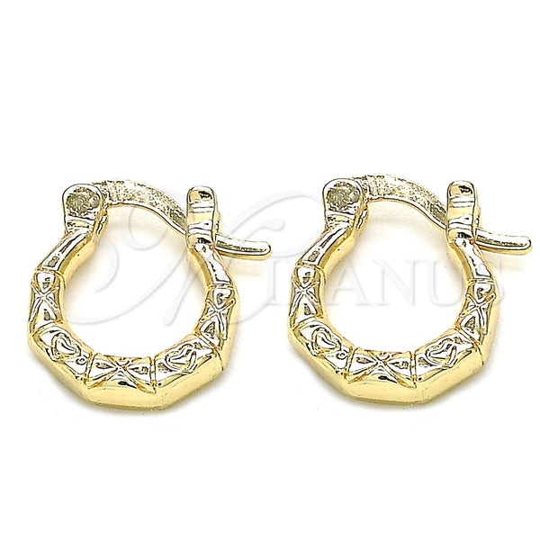 Argolla Pequeña 02.233.0045.12 Oro Laminado, Diseño de Corazón, Pulido, Tono Dorado