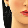 Arete Dormilona 02.210.0420 Oro Laminado, Diseño de Corazón, con Blanca Micro Pave, Pulido, Tono Dorado