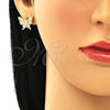 Arete Dormilona 02.210.0423 Oro Laminado, Diseño de Mariposa, con Blanca Micro Pave, Pulido, Tono Dorado