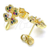 Arete Dormilona 02.210.0426.1 Oro Laminado, Diseño de Trébol de Cuatro Hojas, con Multicolor Micro Pave, Pulido, Tono Dorado