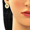 Arete Dormilona 02.210.0430.1 Oro Laminado, con Multicolor Micro Pave, Pulido, Tono Dorado
