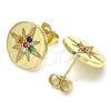Arete Dormilona 02.210.0430.1 Oro Laminado, con Multicolor Micro Pave, Pulido, Tono Dorado