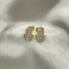 Arete Dormilona 02.210.0431 Oro Laminado, Diseño de Mano de Dios y Judaica, con Micro Pave Blanca, Pulido, Tono Dorado