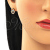 Arete Dormilona 02.210.0431.1 Oro Laminado, Diseño de Mano de Dios y Judaica, con Micro Pave Multicolor, Pulido, Tono Dorado