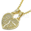 Dije Elegante 05.351.0121.2 Oro Laminado, Diseño de Corazón y Flor, Pulido, Tono Dorado