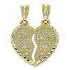 Dije Elegante 05.351.0121.2 Oro Laminado, Diseño de Corazón y Flor, Pulido, Tono Dorado
