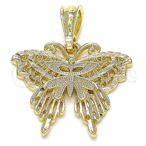 Dije Elegante 05.351.0123 Oro Laminado, Diseño de Mariposa, Pulido, Tono Dorado