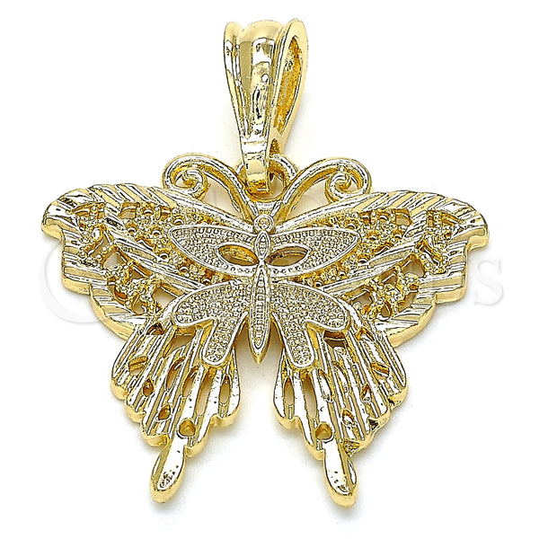 Dije Elegante 05.351.0123 Oro Laminado, Diseño de Mariposa, Pulido, Tono Dorado