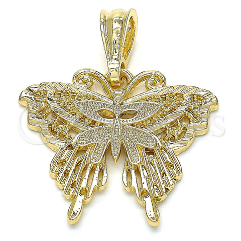 Dije Elegante 05.351.0123 Oro Laminado, Diseño de Mariposa, Pulido, Tono Dorado
