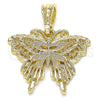 Dije Elegante 05.351.0123 Oro Laminado, Diseño de Mariposa, Pulido, Tono Dorado