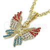 Dije Elegante 05.351.0124 Oro Laminado, Diseño de Mariposa, con Multicolor Cristal, Pulido, Tono Dorado