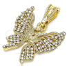Dije Elegante 05.351.0124.1 Oro Laminado, Diseño de Mariposa, con Blanca Cristal, Pulido, Tono Dorado