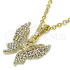 Dije Elegante 05.351.0124.1 Oro Laminado, Diseño de Mariposa, con Blanca Cristal, Pulido, Tono Dorado