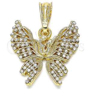 Dije Elegante 05.351.0124.1 Oro Laminado, Diseño de Mariposa, con Blanca Cristal, Pulido, Tono Dorado