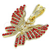 Dije Elegante 05.351.0124.2 Oro Laminado, Diseño de Mariposa, con Granate Cristal, Pulido, Tono Dorado
