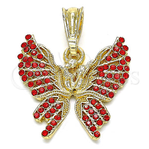 Dije Elegante 05.351.0124.2 Oro Laminado, Diseño de Mariposa, con Granate Cristal, Pulido, Tono Dorado