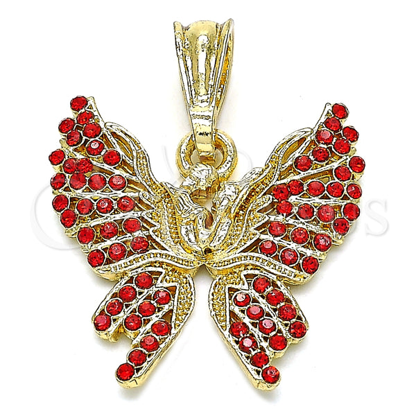 Dije Elegante 05.351.0124.2 Oro Laminado, Diseño de Mariposa, con Granate Cristal, Pulido, Tono Dorado