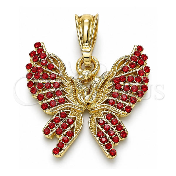 Dije Elegante 05.351.0124.2 Oro Laminado, Diseño de Mariposa, con Granate Cristal, Pulido, Tono Dorado