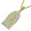 Dije Religioso 05.351.0125 Oro Laminado, Diseño de Guadalupe, con Blanca Cristal, Pulido, Tono Dorado