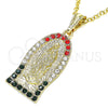 Dije Religioso 05.351.0125.2 Oro Laminado, Diseño de Guadalupe, con Multicolor Cristal, Pulido, Tono Dorado