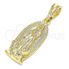 Dije Religioso 05.351.0126 Oro Laminado, Diseño de Guadalupe, Pulido, Tono Dorado