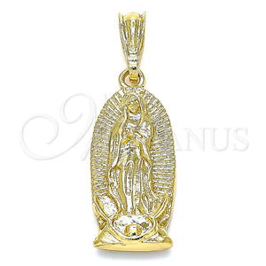 Dije Religioso 05.351.0126 Oro Laminado, Diseño de Guadalupe, Pulido, Tono Dorado