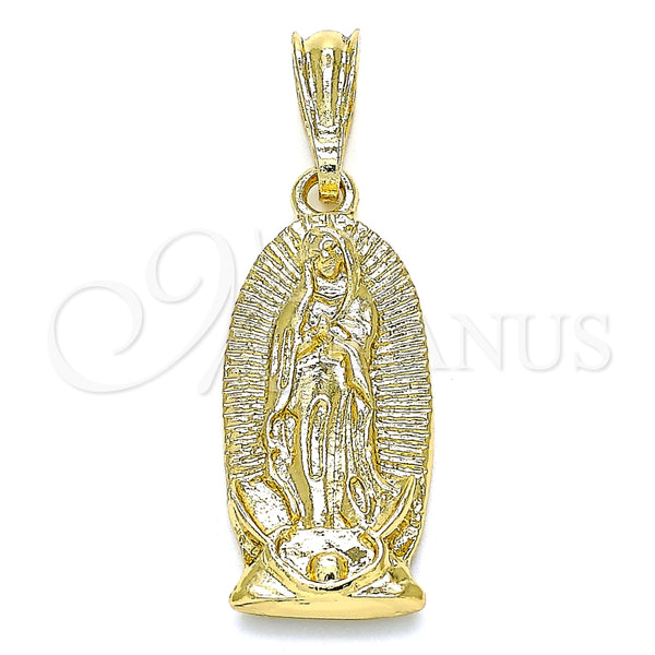 Dije Religioso 05.351.0126 Oro Laminado, Diseño de Guadalupe, Pulido, Tono Dorado