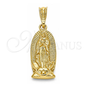 Dije Religioso 05.351.0126 Oro Laminado, Diseño de Guadalupe, Pulido, Tono Dorado
