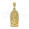 Dije Religioso 05.351.0126 Oro Laminado, Diseño de Guadalupe, Pulido, Tono Dorado