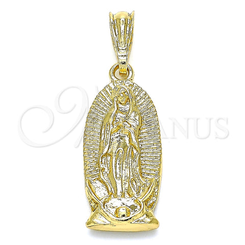 Dije Religioso 05.351.0126 Oro Laminado, Diseño de Guadalupe, Pulido, Tono Dorado