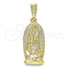 Dije Religioso 05.351.0126 Oro Laminado, Diseño de Guadalupe, Pulido, Tono Dorado