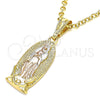 Dije Religioso 05.351.0126.1 Oro Laminado, Diseño de Guadalupe, Pulido, Tres Tonos