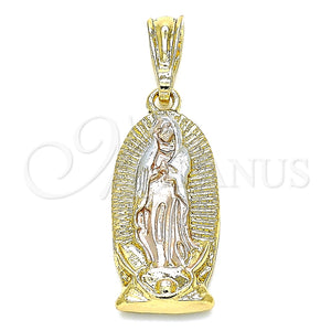 Dije Religioso 05.351.0126.1 Oro Laminado, Diseño de Guadalupe, Pulido, Tres Tonos