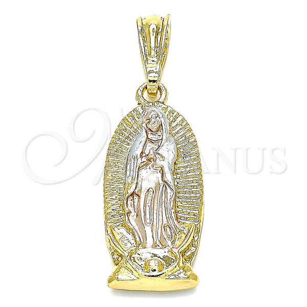Dije Religioso 05.351.0126.1 Oro Laminado, Diseño de Guadalupe, Pulido, Tres Tonos