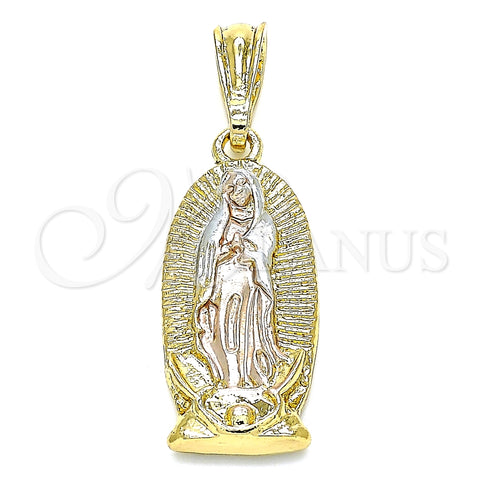 Dije Religioso 05.351.0126.1 Oro Laminado, Diseño de Guadalupe, Pulido, Tres Tonos