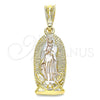 Dije Religioso 05.351.0126.1 Oro Laminado, Diseño de Guadalupe, Pulido, Tres Tonos