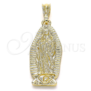 Dije Religioso 05.351.0127 Oro Laminado, Diseño de Guadalupe, Pulido, Tono Dorado