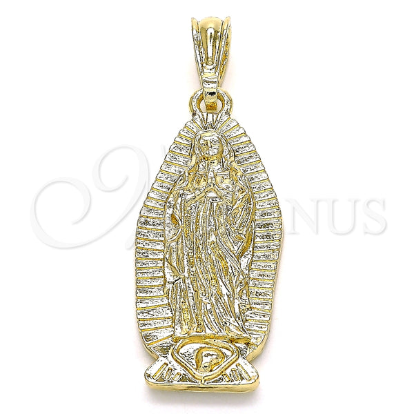 Dije Religioso 05.351.0127 Oro Laminado, Diseño de Guadalupe, Pulido, Tono Dorado