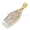 Dije Religioso 05.351.0127.1 Oro Laminado, Diseño de Guadalupe, Pulido, Tres Tonos