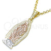 Dije Religioso 05.351.0127.1 Oro Laminado, Diseño de Guadalupe, Pulido, Tres Tonos