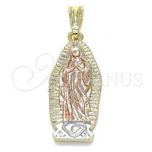 Dije Religioso 05.351.0127.1 Oro Laminado, Diseño de Guadalupe, Pulido, Tres Tonos