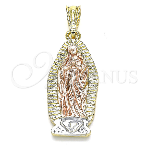 Dije Religioso 05.351.0127.1 Oro Laminado, Diseño de Guadalupe, Pulido, Tres Tonos