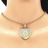 Dije Religioso 05.351.0135.1 Oro Laminado, Diseño de Corazón y Guadalupe, con Blanca Cristal, Pulido, Tono Dorado