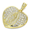 Dije Religioso 05.351.0135.1 Oro Laminado, Diseño de Corazón y Guadalupe, con Blanca Cristal, Pulido, Tono Dorado