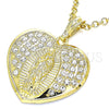Dije Religioso 05.351.0135.1 Oro Laminado, Diseño de Corazón y Guadalupe, con Blanca Cristal, Pulido, Tono Dorado