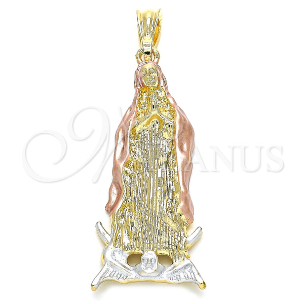 Dije Religioso 05.351.0136 Oro Laminado, Diseño de Guadalupe, Pulido, Tres Tonos