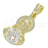 Dije Religioso 05.351.0138 Oro Laminado, Diseño de Sagrado Corazon de Jesus, Pulido, Tres Tonos