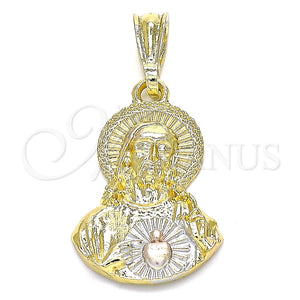 Dije Religioso 05.351.0138 Oro Laminado, Diseño de Sagrado Corazon de Jesus, Pulido, Tres Tonos