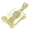 Dije Religioso 05.351.0139 Oro Laminado, Diseño de Guadalupe, Pulido, Tono Dorado