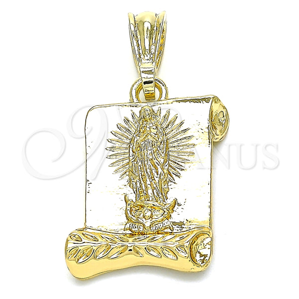 Dije Religioso 05.351.0139 Oro Laminado, Diseño de Guadalupe, Pulido, Tono Dorado